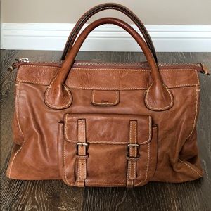 Preloved tan leather satchel